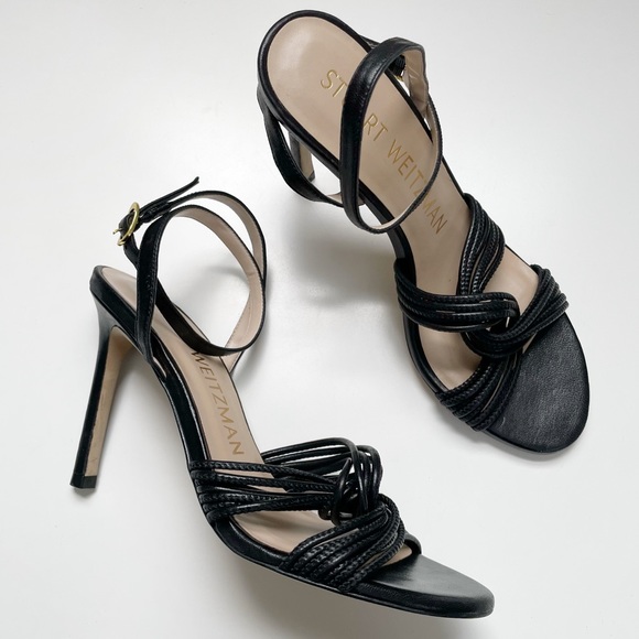 NEW Stuart Weitzman Twist Sleek 95 Heel Sandals Leather Strappy - Picture 1 of 8